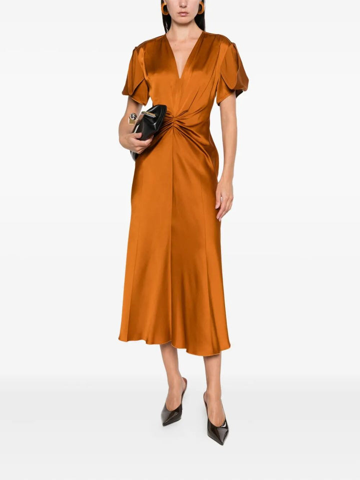 Victoria Beckham Midi dresses - Metallic | cacdbd1cb9da792aac99c3bf459d34ea26db66b4