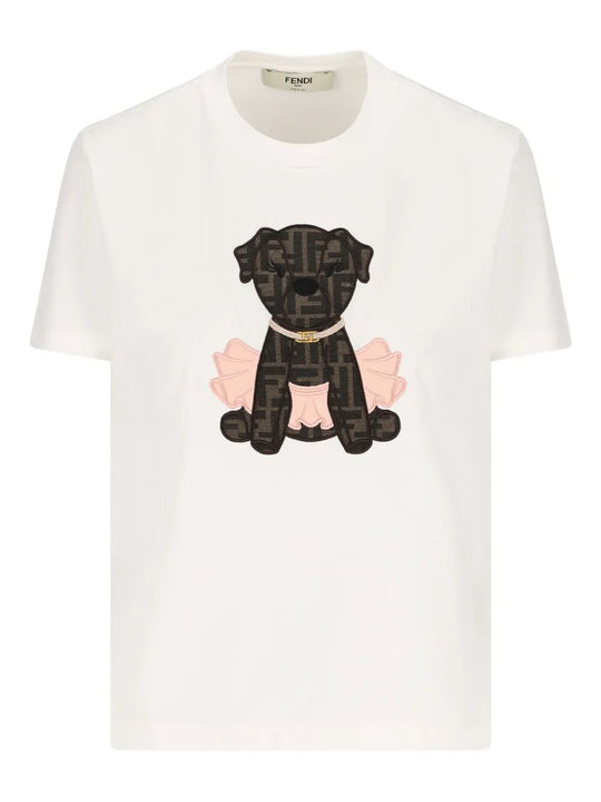 Fendi Itina Cotton T-Shirt With Charm