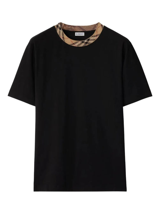 Check Trim Cotton T-Shirt