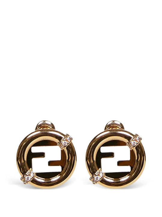 Everround Fendi Metal And Crystal Earrings