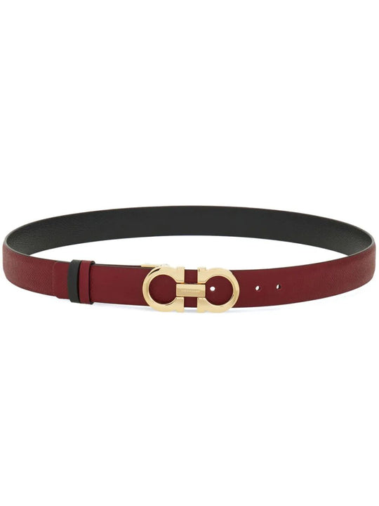 Hammered Leather Reversible Gancini Belt