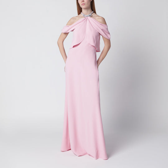 Long Pink Off-Shoulder Dress