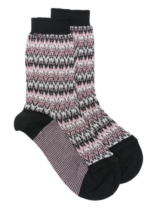 Zig-Zag Pattern Calf Socks
