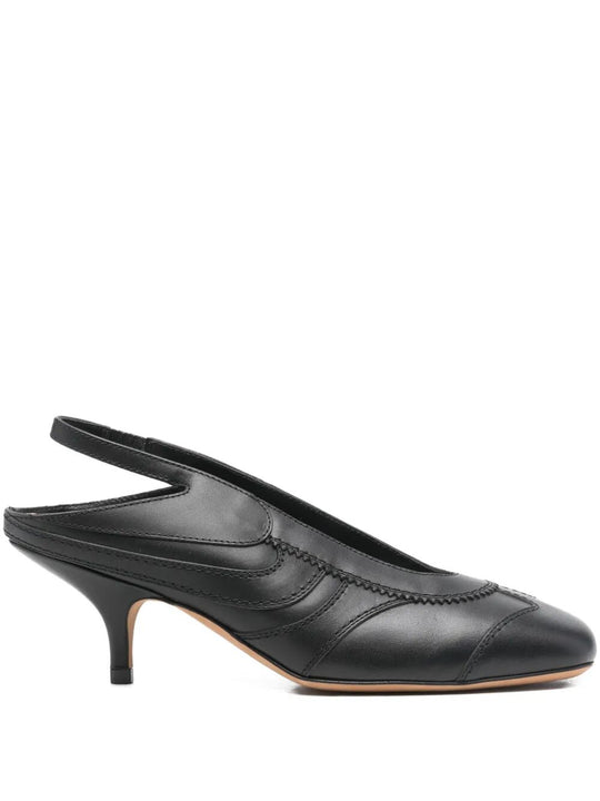 Leather Slingback Pumps With Topstitched Details