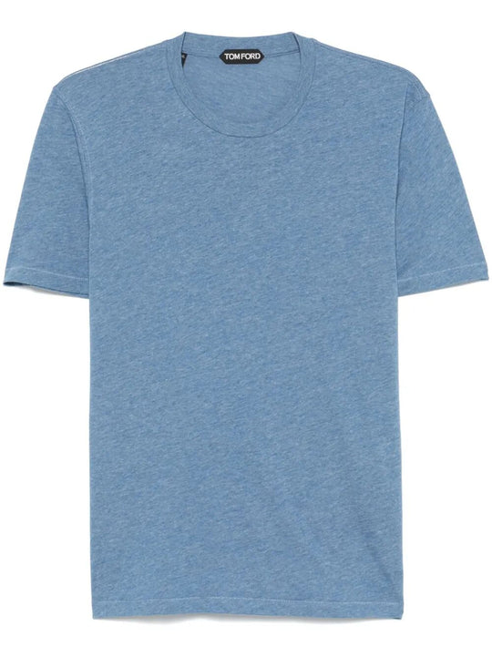 Cotton Blend Melange Crew Neck T-Shirt