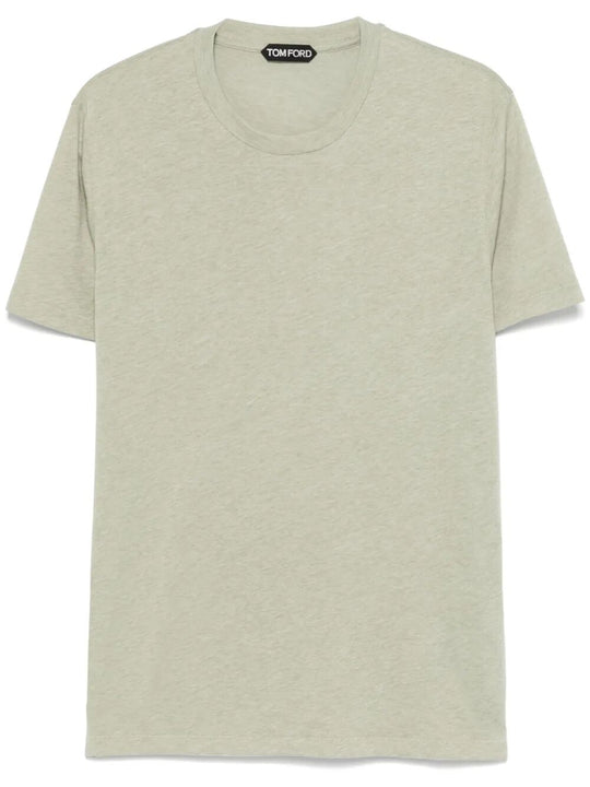 Cotton Blend Melange Crew Neck T-Shirt