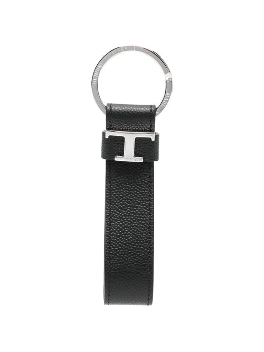 Leather Key Holder With Metal T Timeless Logo