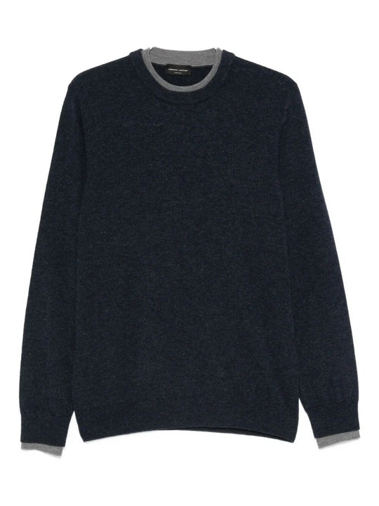Wool Crewneck Sweater With Contrasting Trim