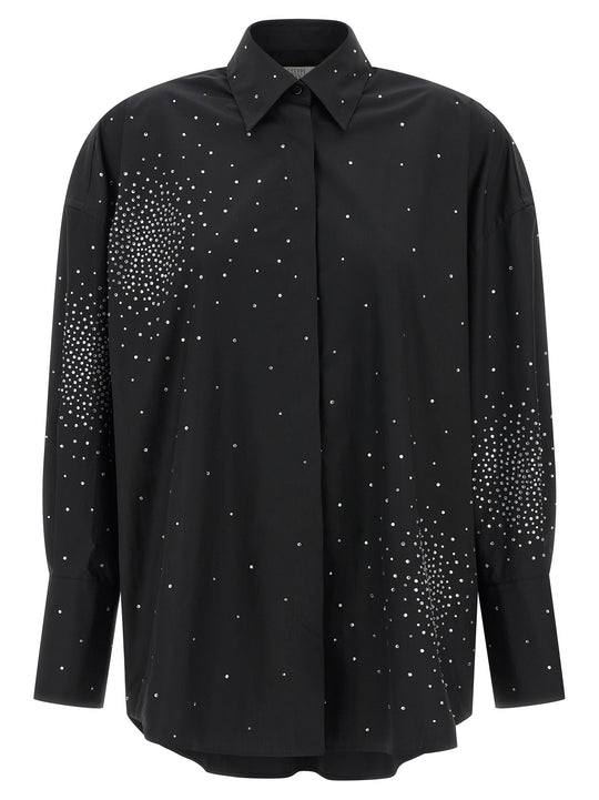 Rhinestone Shirt Shirt And Blouse Black