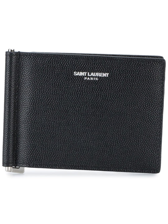 Saint Laurent Paris Bill Clip Wallet In Grain De Poudre Leather