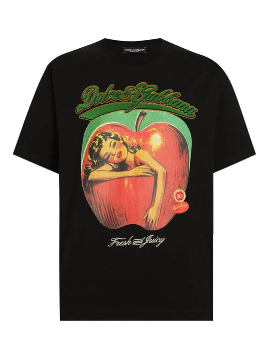 Apple Print Cotton T-Shirt