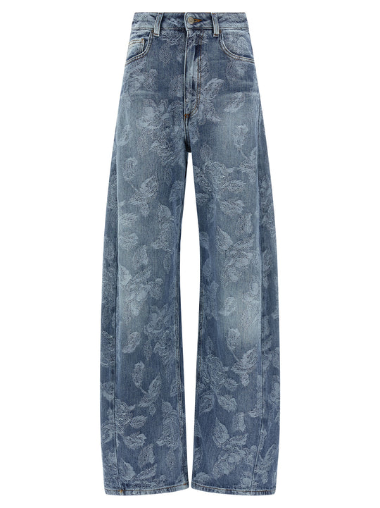 Jacquard Flower Jeans Blue