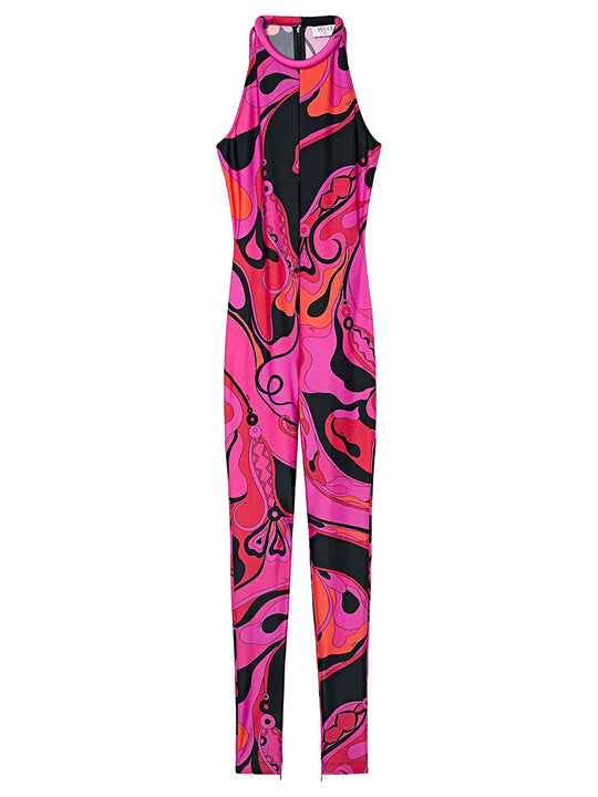 Orchidee Print Lycra Long Jumpsuit