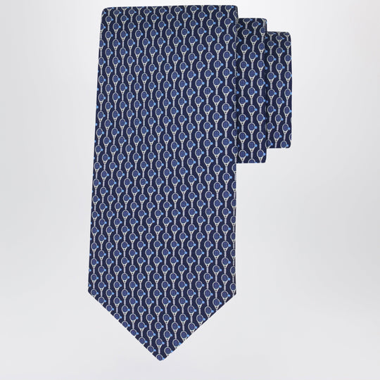 Royal Blue Tennis Print Silk Tie