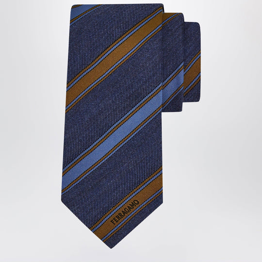 Medium Blue Regimental Jacquard Tie
