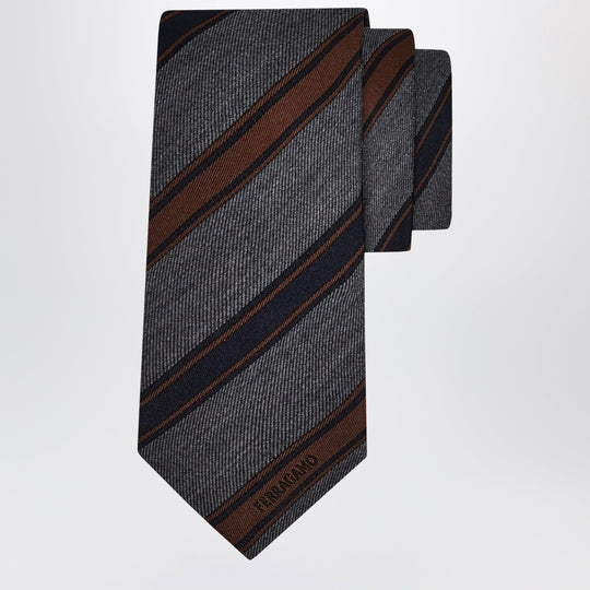 Grey/Bordeaux Regimental Jacquard Tie