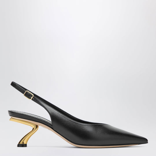 Black Slingback With Sculptural S Heel
