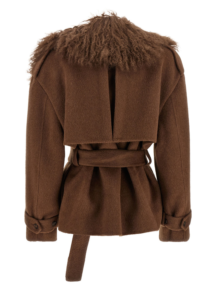 Giuseppe Di Morabito Shearling Neck Coat Coats and Trench Coats - Brown | 790a4d4daa16360cbac7aed8c8235a8fe24d1a8b