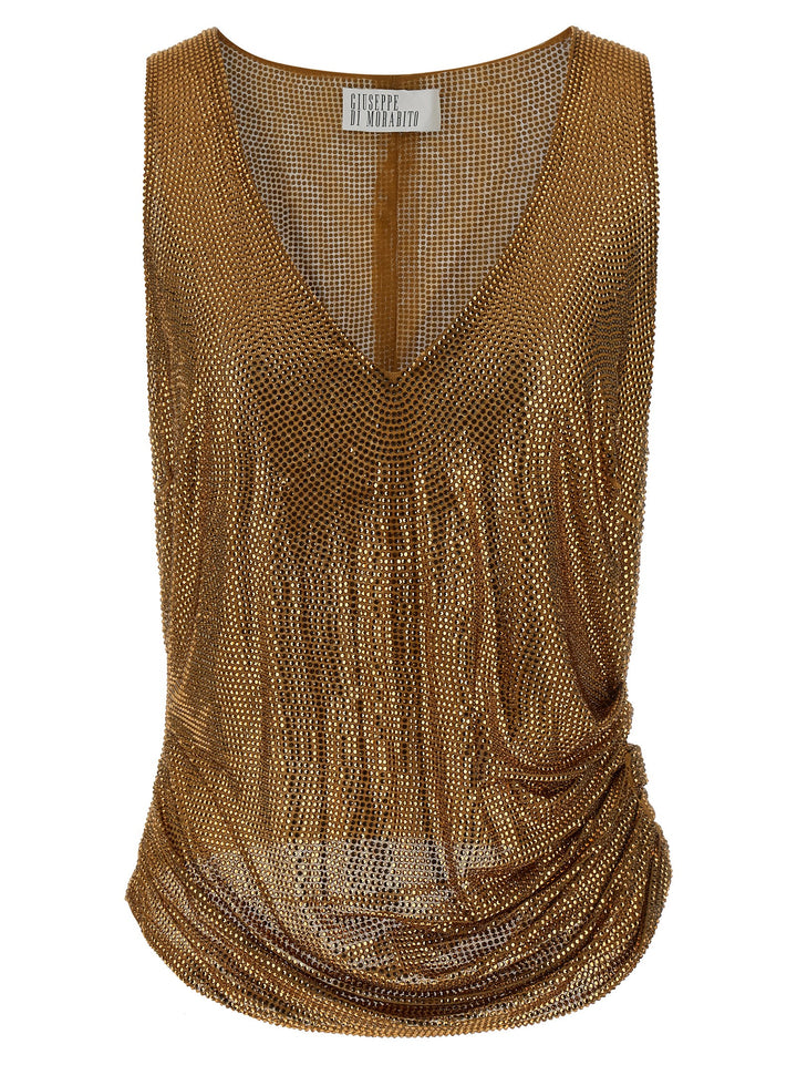 Giuseppe Di Morabito Mesh And Feather Top Tops - Gold | 171607a891d8ccb9b46d287b26b4ccfe0ab51e76
