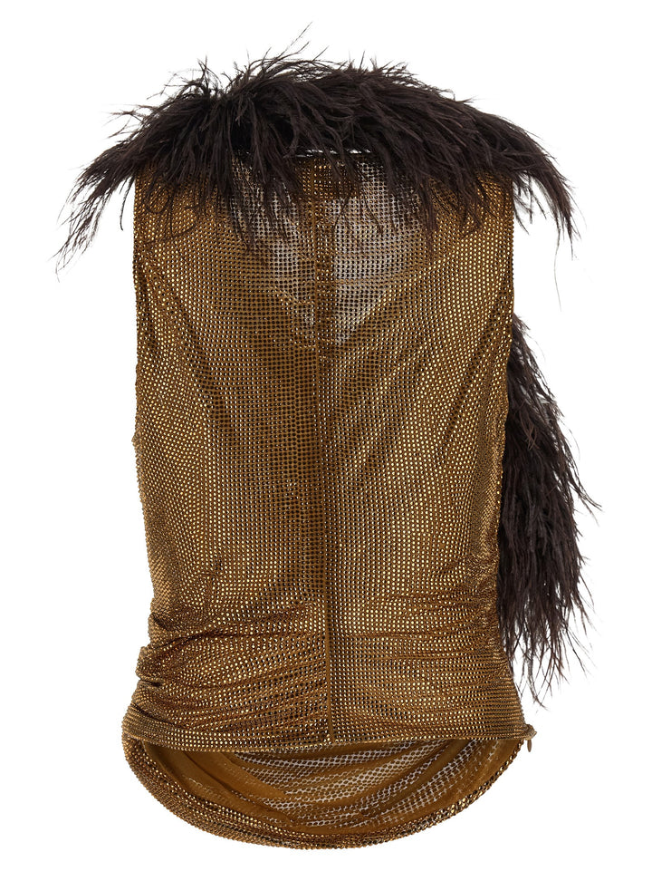 Giuseppe Di Morabito Mesh And Feather Top Tops - Gold | 5955415b045d201b89ec80bfe668eaa7b54aebd7