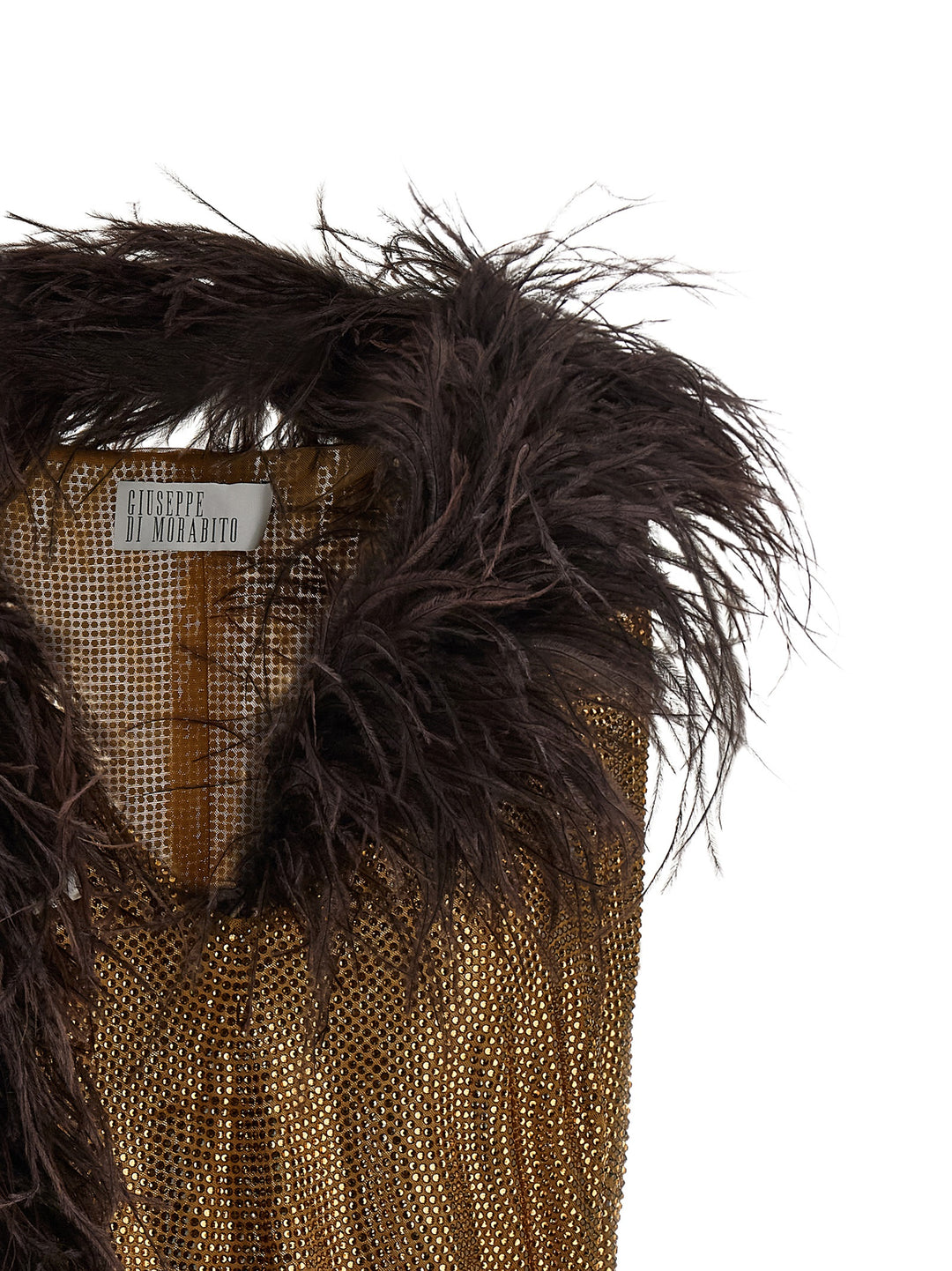 Giuseppe Di Morabito Mesh And Feather Top Tops - Gold | 8693c5d71d0bfb07ca264d812fba64925f5761b4