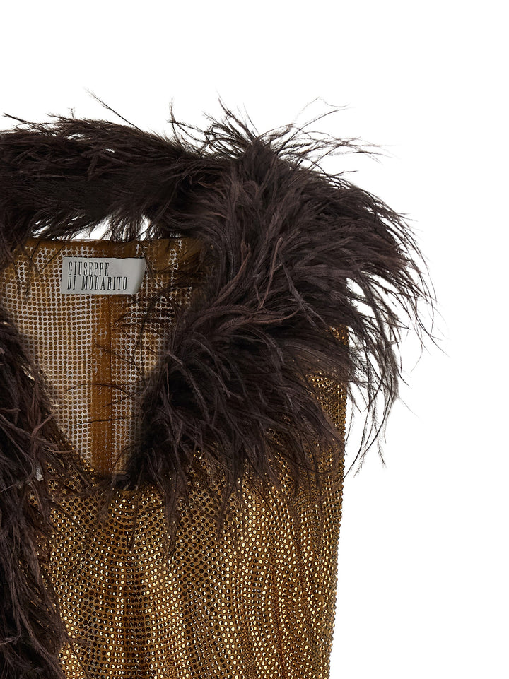 Giuseppe Di Morabito Mesh And Feather Top Tops - Gold | 8693c5d71d0bfb07ca264d812fba64925f5761b4