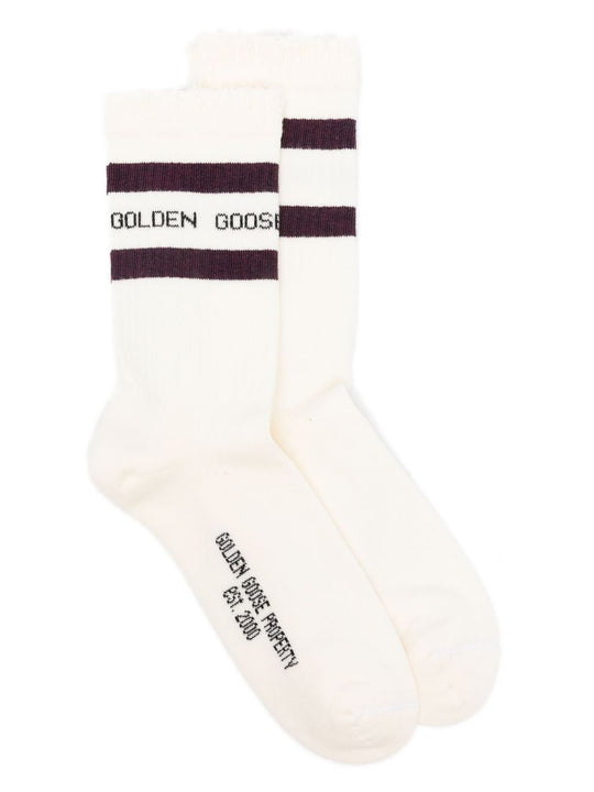 Logo And Stripes Cotton Blend Socks