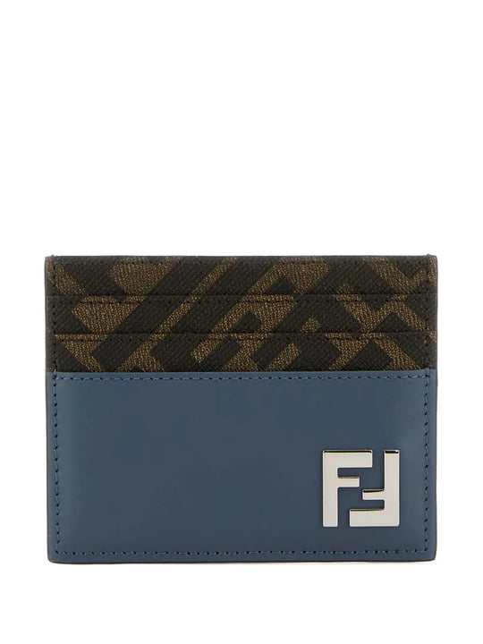 Leather And Ff Canvas Squared Card Holder