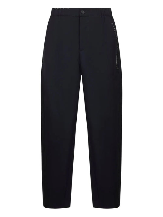 Embroidered Pocket Wool Trousers