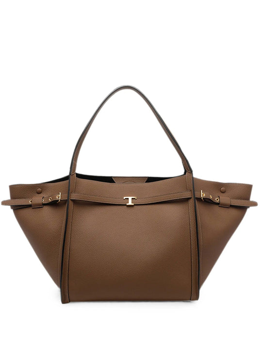 T Signature Medium Shopping Bag In Leather