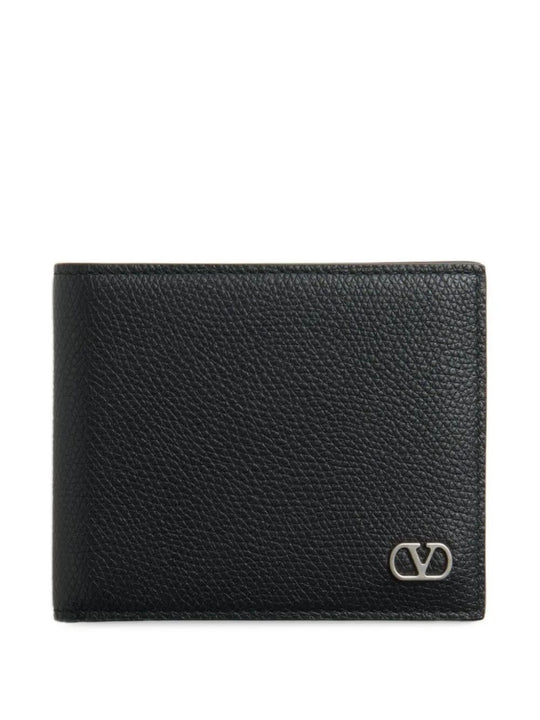 Vlogo Signature Grainy Calfskin Bi-Fold Wallet
