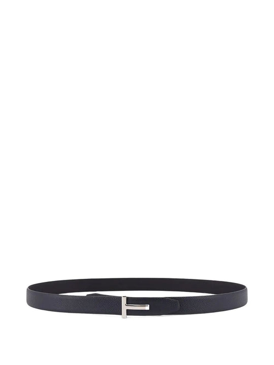 T-Buckle Two-Tone Grained Leather Belt