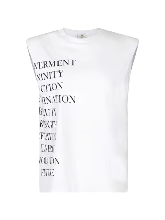 Lettering-Print Jersey Sleeveless T-Shirt