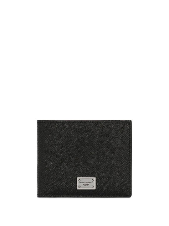 Calfskin Bi-Fold Wallet With Logo Tag