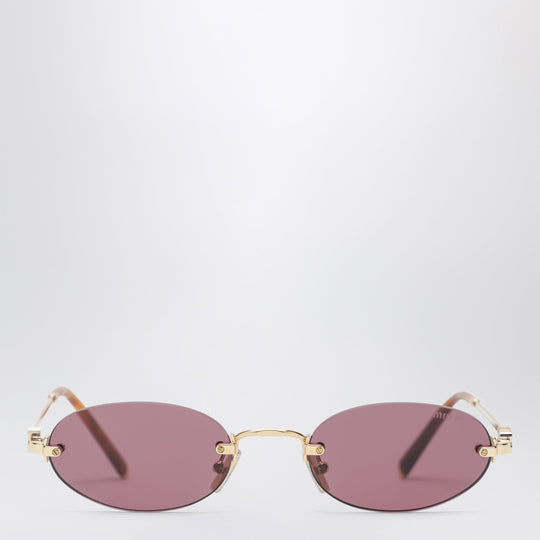 Miu Miu Logo Sunglasses In Gold/Yellow