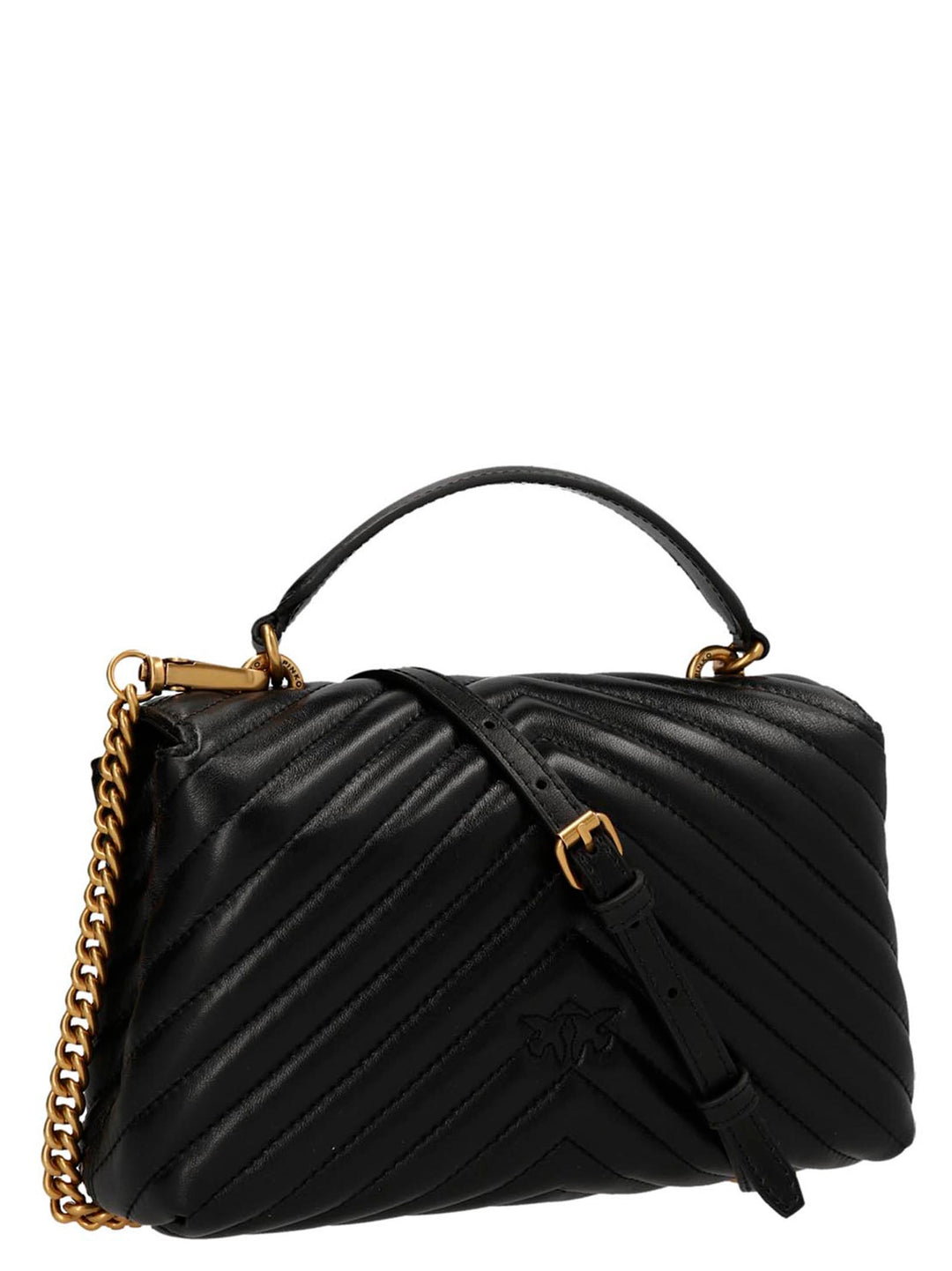 Pinko Big Lady Love Bag Puff Chevron Hand Bags - Black | 110d16add938186a7691a93facf05a9cfcba3a97