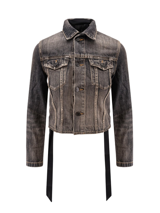 Denim Jacket With Satin Laces