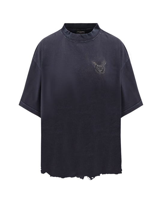 Cotton T-Shirt With Balenciaga Bb Classic Logo