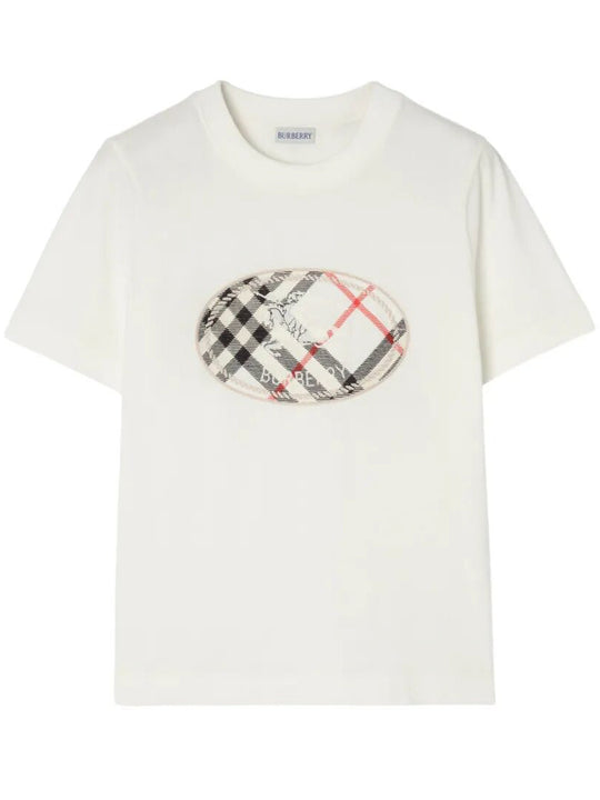 Check Cotton T-Shirt With Knigh Stamp
