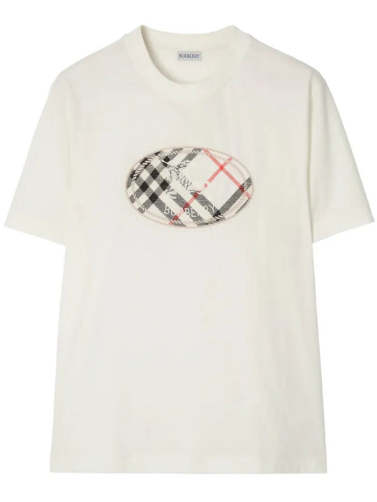 Check Cotton T-Shirt With Knight Print