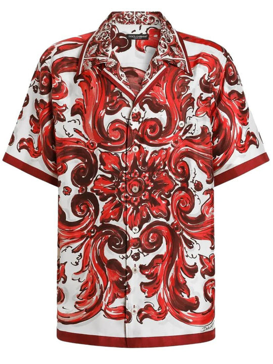 Hawaii Silk Twill Shirt With Maiolica Print