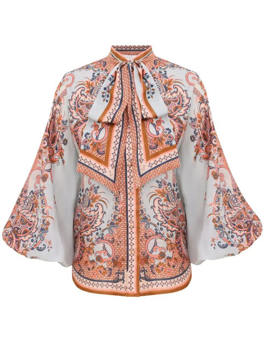 Aster Tie Neck Silk Blouse
