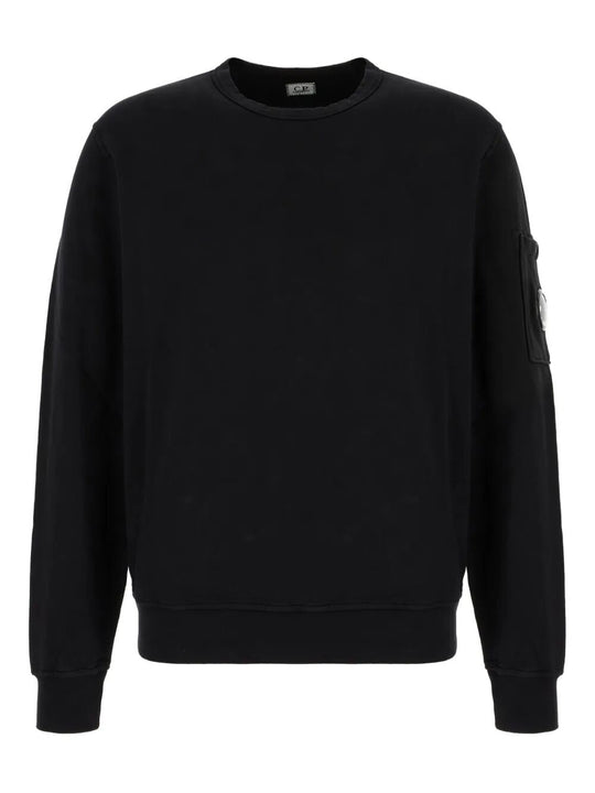 Crewneck Fleece Sweatshirt With Logo Badge