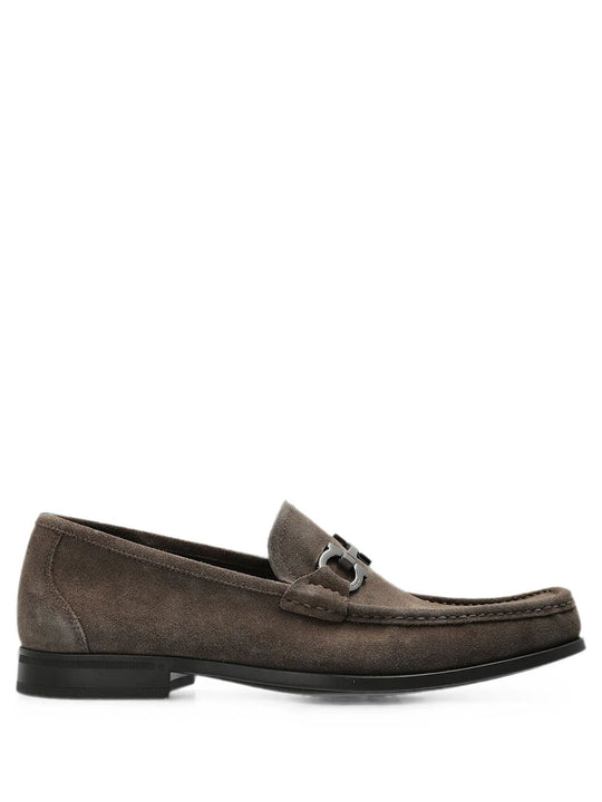 Gancini Ornament Suede Loafers