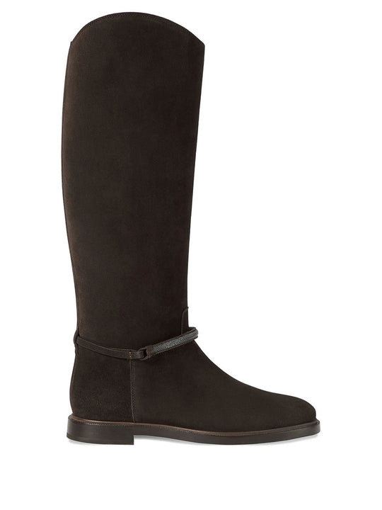 Suede Boots With Precious Strap