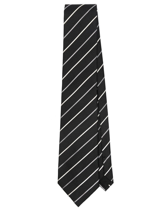 Wide Tie In Striped Silk Jacquard