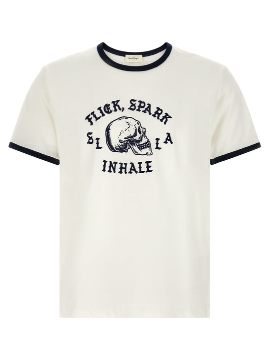 Flick, Spark, Inhale Ringer T-Shirt White/Black