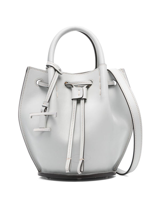 Logo-Charm Leather Mini Bucket Bag
