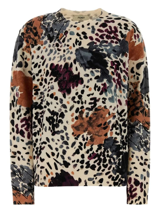 Wool And Cashmere Falena-Print Pullover