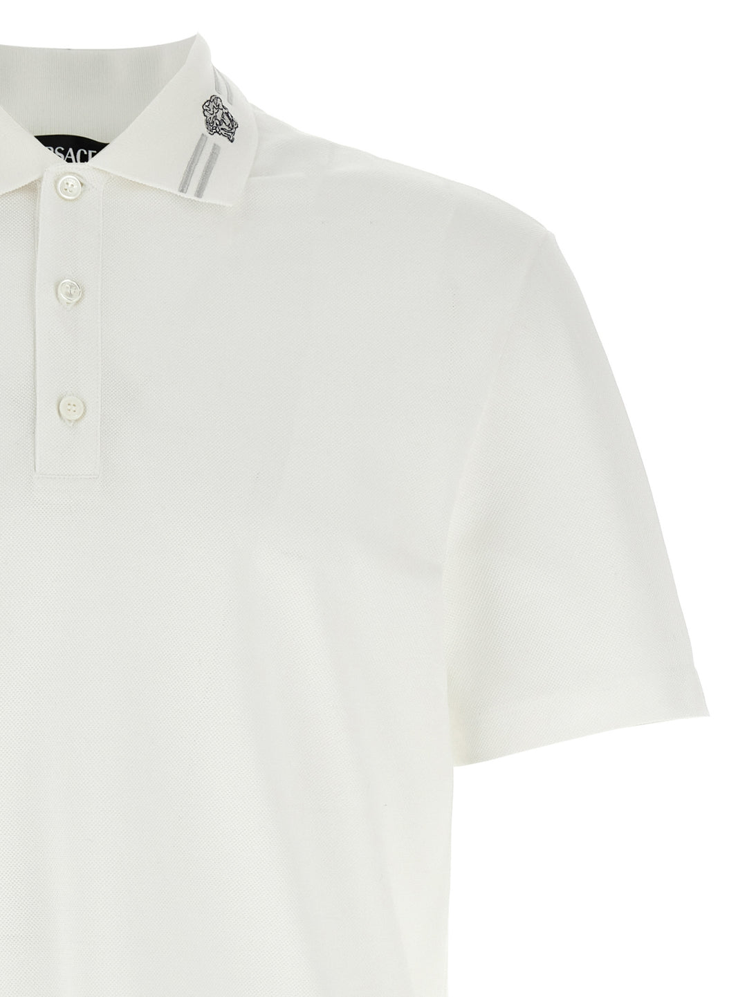Versace Medusa Embroidery Polo - White | 98290201d4f3aff89f7ec5ffbe0a523f6d7cb23a